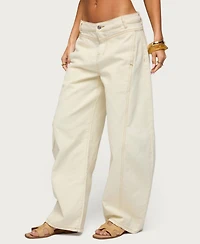 Edikted Women's Gili Contrast Stitch Low Rise Barrel Jeans