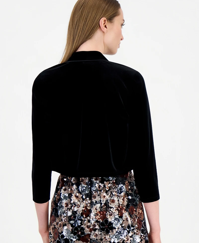 Anne Klein Petite Open Front Velvet 3/4-Sleeve Bolero