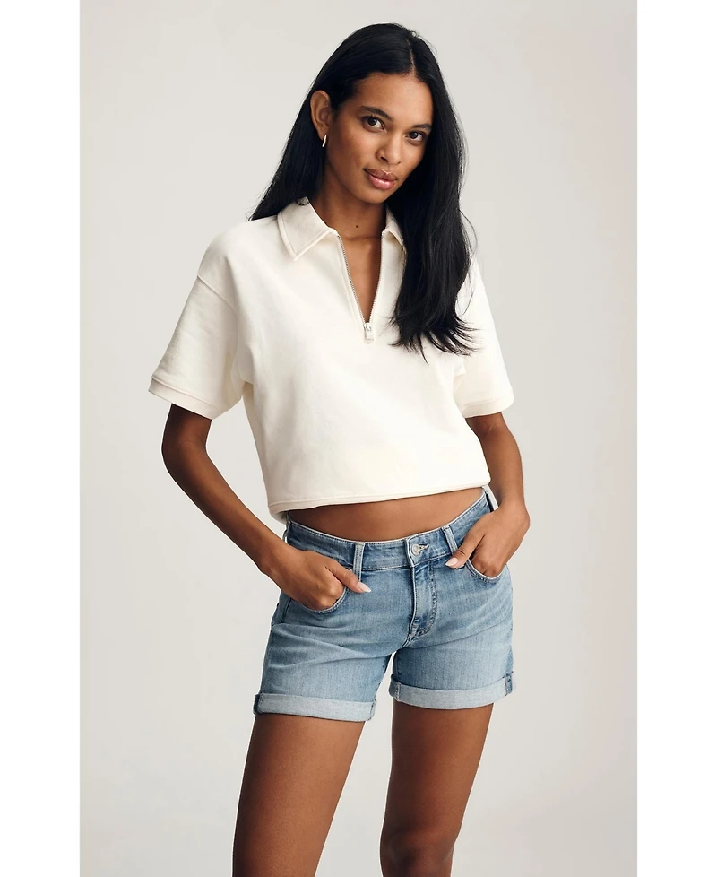 Mavi Jeans Women's Mavi's Julia Mid Rise Relaxed Short Lt Brushed Flex Blue