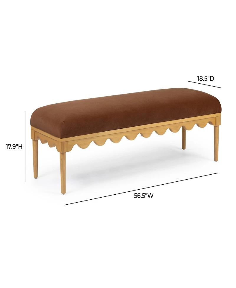 Tov Furniture Oodle 56.5" Fabric Mohair Bench