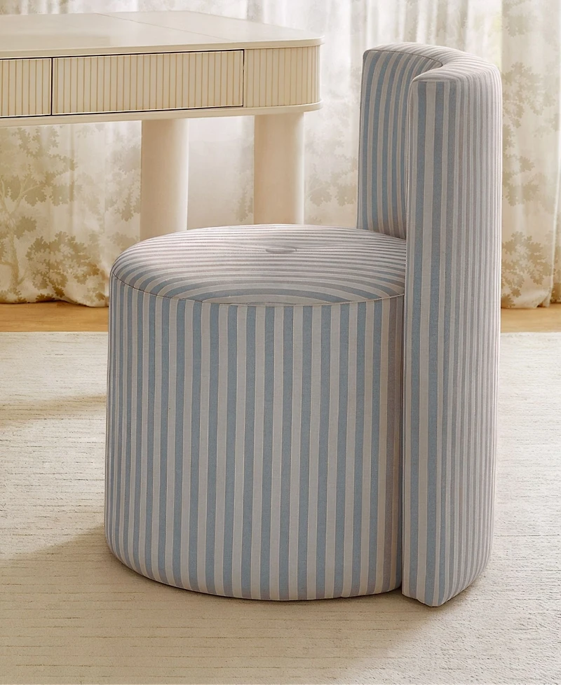 Tov Furniture Alyssa 27.6" Fabric Striped Linen Rolling Desk Chair