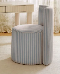 Tov Furniture Alyssa 27.6" Fabric Striped Linen Rolling Desk Chair