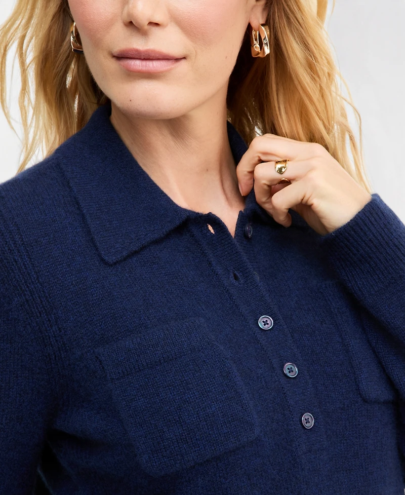 Charter Club Women's 100% Cashmere Half-Button Collared Sweater, Macy's Exclusive