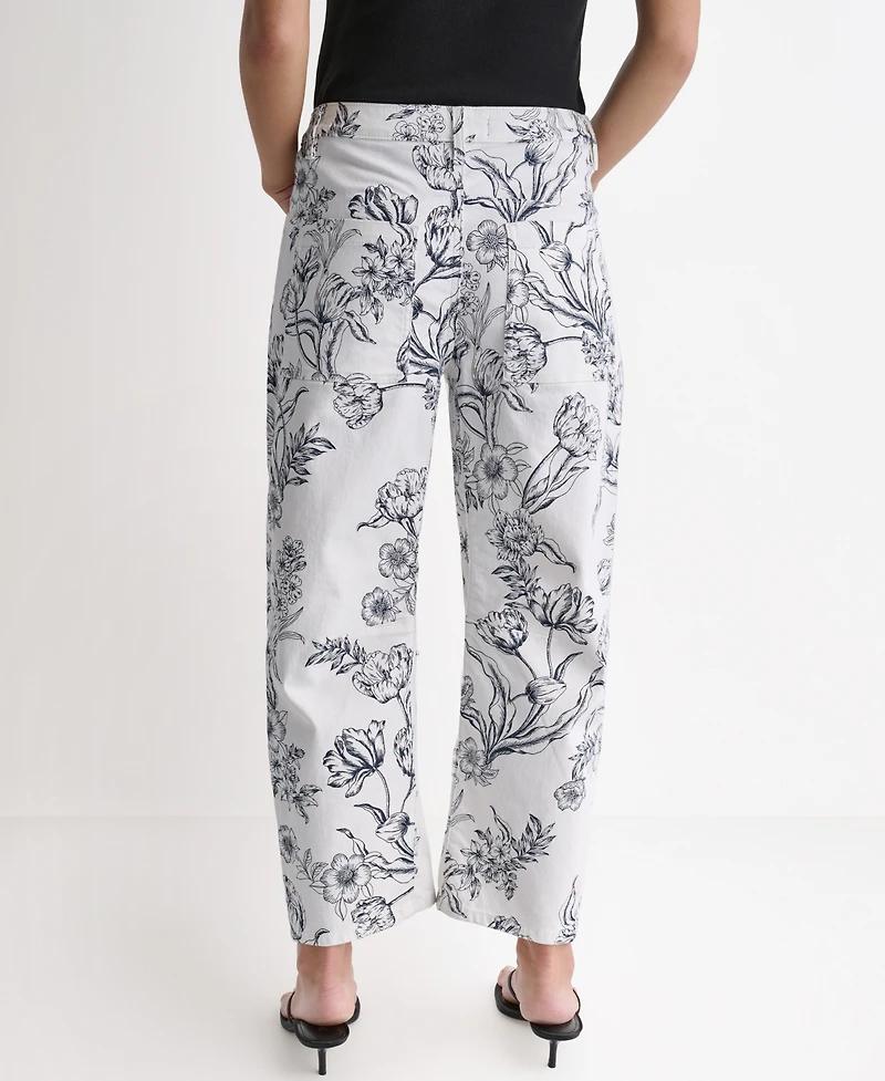 Bcbg Women's Printed Flat-Front Barrel Leg Jeans