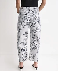 Bcbg Women's Printed Flat-Front Barrel Leg Jeans