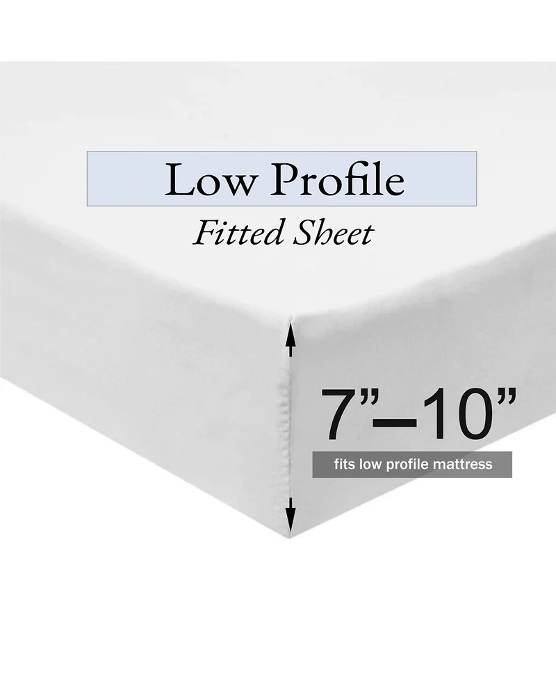 Low Profile Fitted Sheet (7-10 Inches) 100% Cotton Sateen Made in Usa, Twin Xl