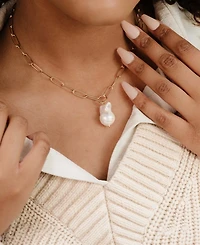 Ettika 18k Gold-Tone Plated Single Cultured Pearl Necklace