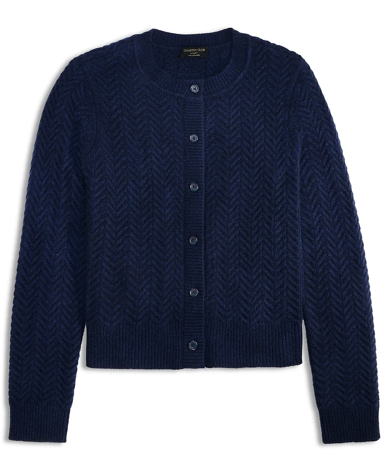 Charter Club Women's 100% Cashmere Herringbone Cardigan, Macy's Exclusive