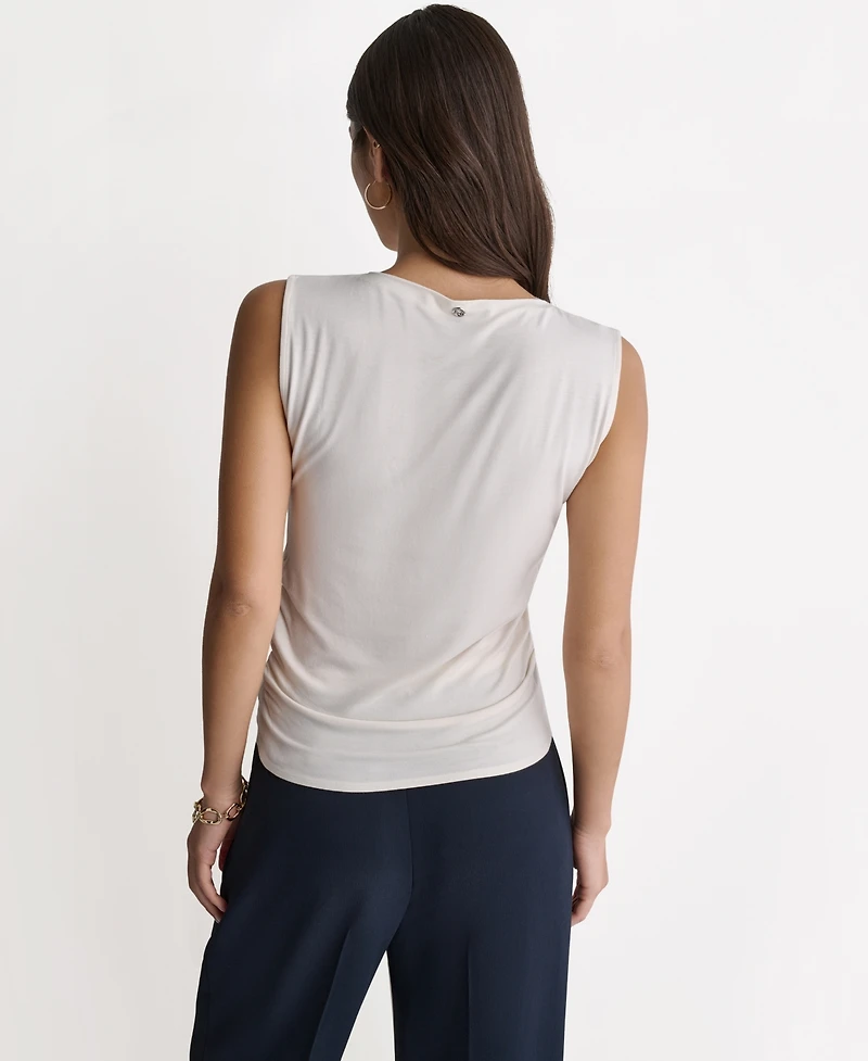 Bcbg Women's Ruched Side Boat Neck Sleeveless Knit Top