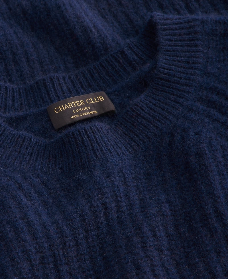 Charter Club Women's Cashmere Shaker Stitch Crewneck Sweater, Macy's Exclusive