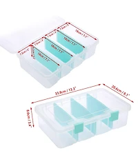 Xdovet Plastic Storage Box 4 Compartments Craft Organizer