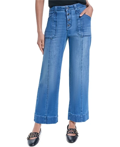 Karl Lagerfeld Paris Petite Button-Fly Jeans