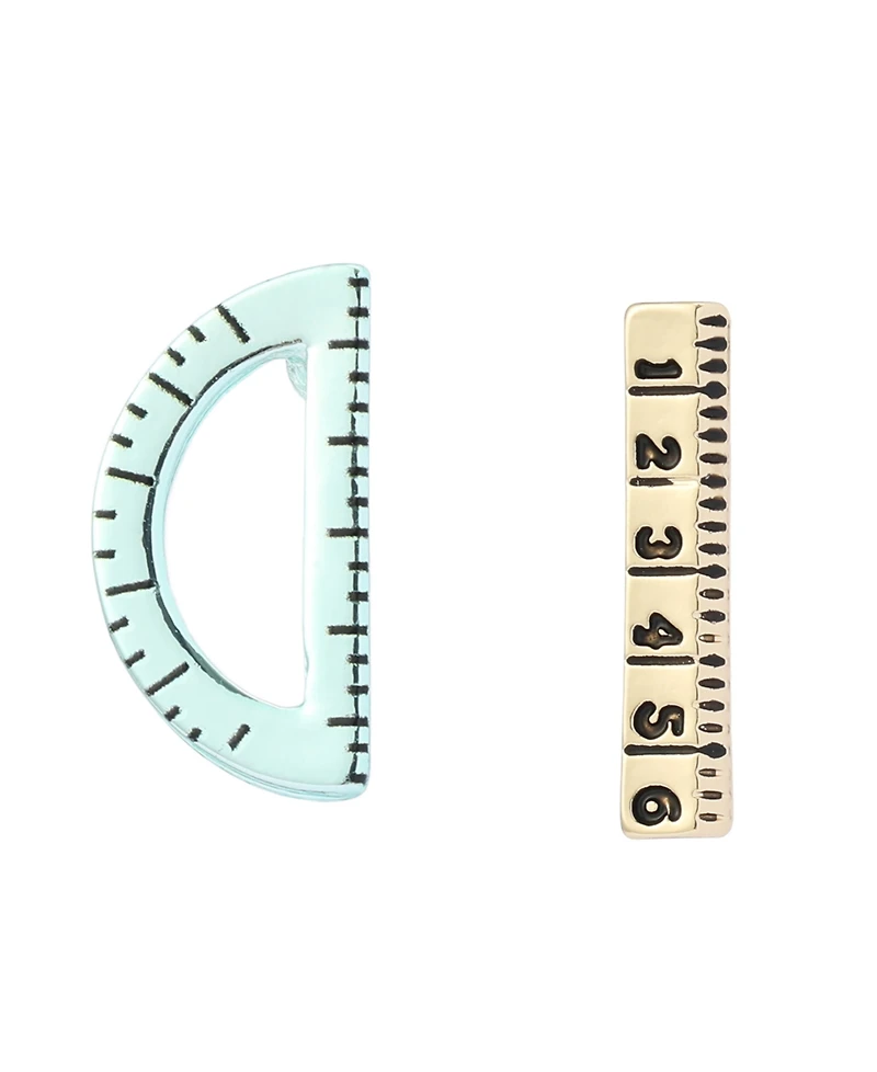 Betsey Johnson Yellow Best In Class Mismatched Ruler Stud Earrings