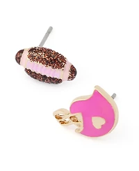 Betsey Johnson Pink Betsey Ball Football Stud Earrings