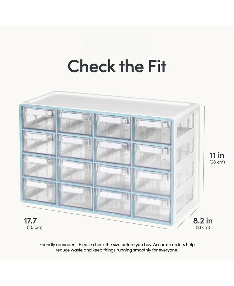 Xdovet 16-Drawer Stackable Organizer Cabinet