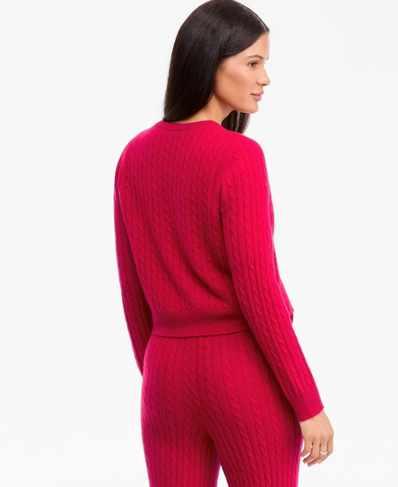Charter Club Women's 100% Cashmere Baby Cable-Knit Crewneck Cardigan, Macy's Exclusive