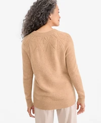 Charter Club Women's Placed-Pointelle Crewneck 100% Cashmere Sweater, Macy's Exclusive