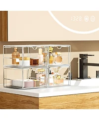 Xdovet Versatile Makeup Organizer Drawer Transparent Desktop Storage 4 Drawers