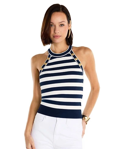 The Noli Shop Women's Martha Button Halter Tank