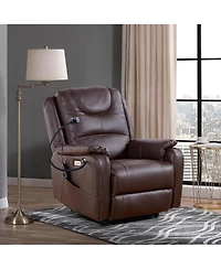 Clihome Zero Gravity Power Recliner with comfortable lying degree, Massage, Heating and Phone Holder, Side Pockets, Usb Charge Ports