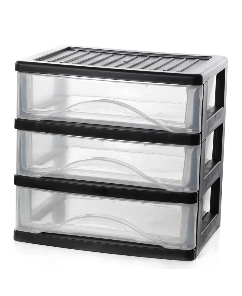 Xdovet 3 Drawer Desktop Organizer Plastic Storage Stackable