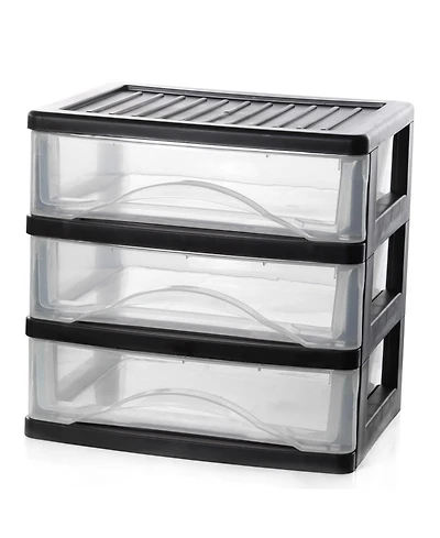 Xdovet 3 Drawer Desktop Organizer Plastic Storage Stackable