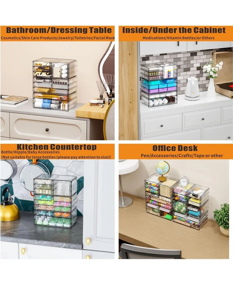 Xdovet Drawer Organizers Stackable Storage Multipurpose Office Makeup Craft Desk