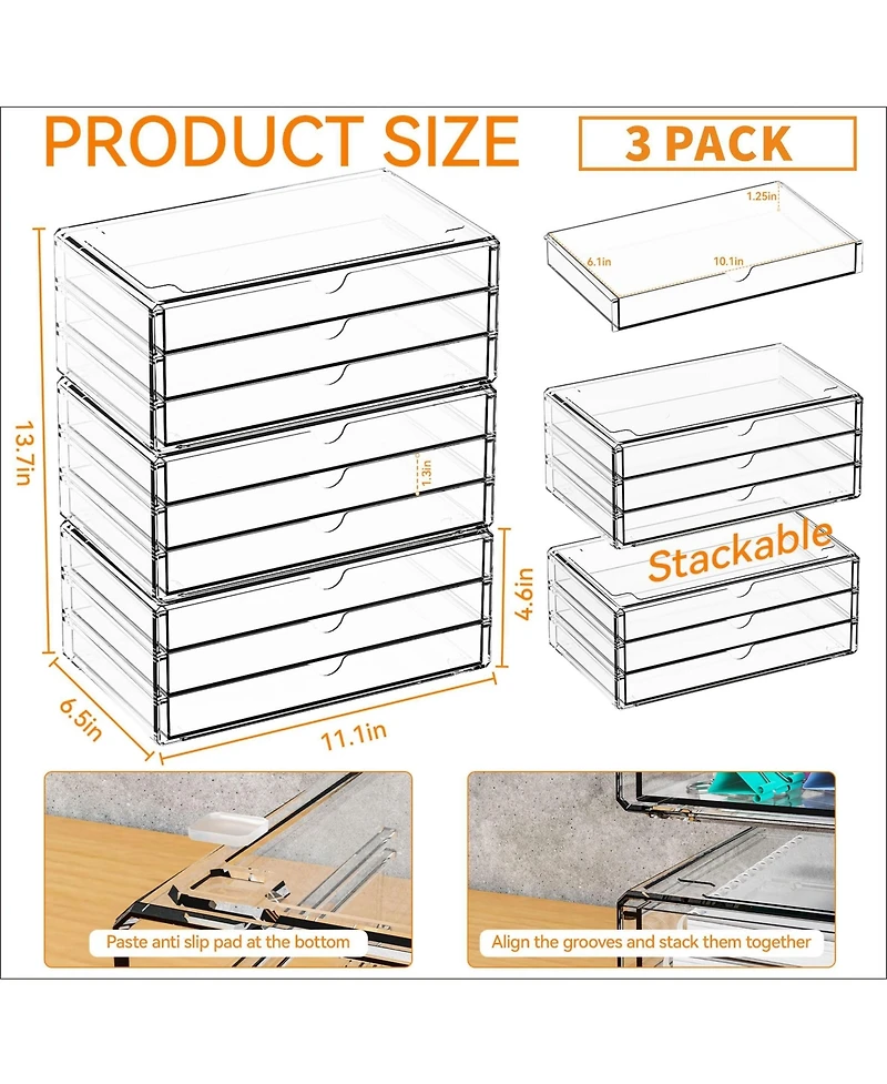 Xdovet Drawer Organizers Stackable Small Drawers School Office Supplies Stationery Marker Pen Pencil Craft Desktop