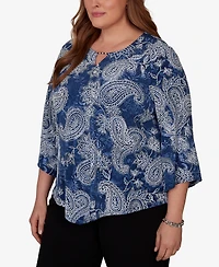 Alfred Dunner Plus Paisley Puff Printed Top
