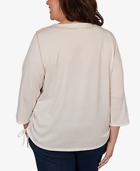 Alfred Dunner Plus Autumn Owl Knit Top