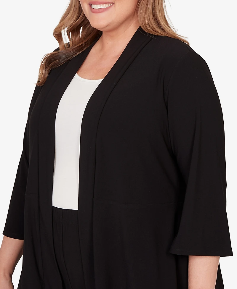 Alfred Dunner Plus Light Open Crepe Cardigan Top
