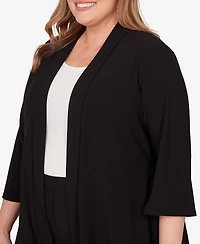 Alfred Dunner Plus Light Open Crepe Cardigan Top