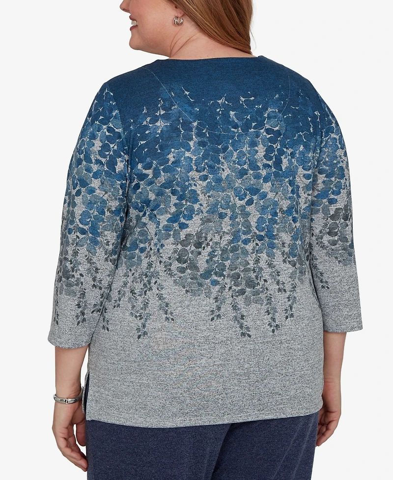 Alfred Dunner Plus Falling Leaves Pocket Knit Top