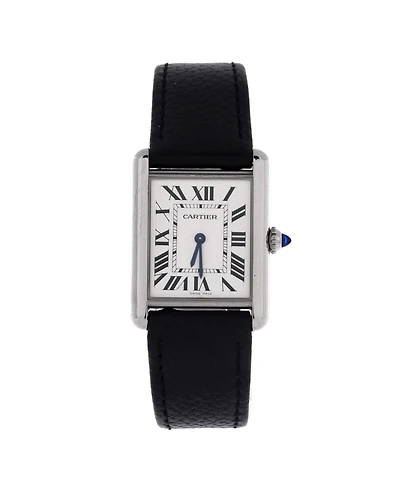 Pre-Owned Cartier Must de Cartier Tank Quartz Watch in Stainless Steel and Leather 25mm
