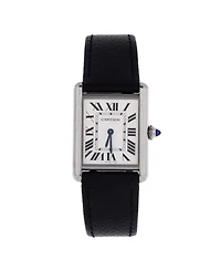 Pre-Owned Cartier Must de Cartier Tank Quartz Watch in Stainless Steel and Leather 25mm