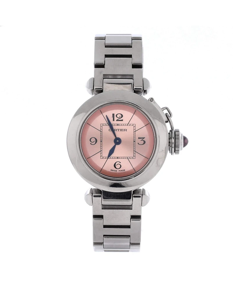 Pre-Owned Cartier Miss Pasha Pink Dial Quartz Watch in Stainless Steel 27mm