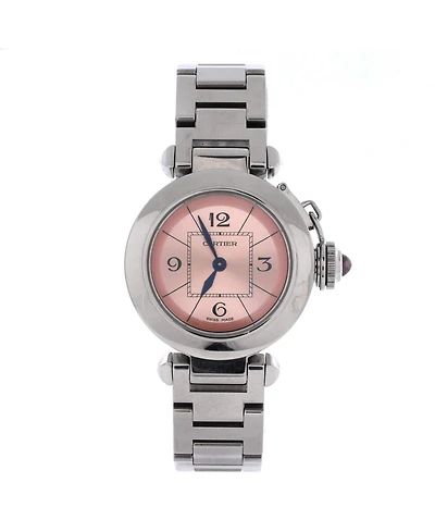 Pre-Owned Cartier Miss Pasha Pink Dial Quartz Watch in Stainless Steel 27mm