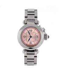 Pre-Owned Cartier Miss Pasha Pink Dial Quartz Watch in Stainless Steel 27mm