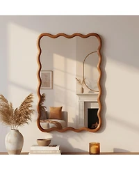Laoties 24" x 36" Wavy Rectangle Wall Mirror, Modern Decorative Accent Mirror for Living Room, Bathroom and Entryway