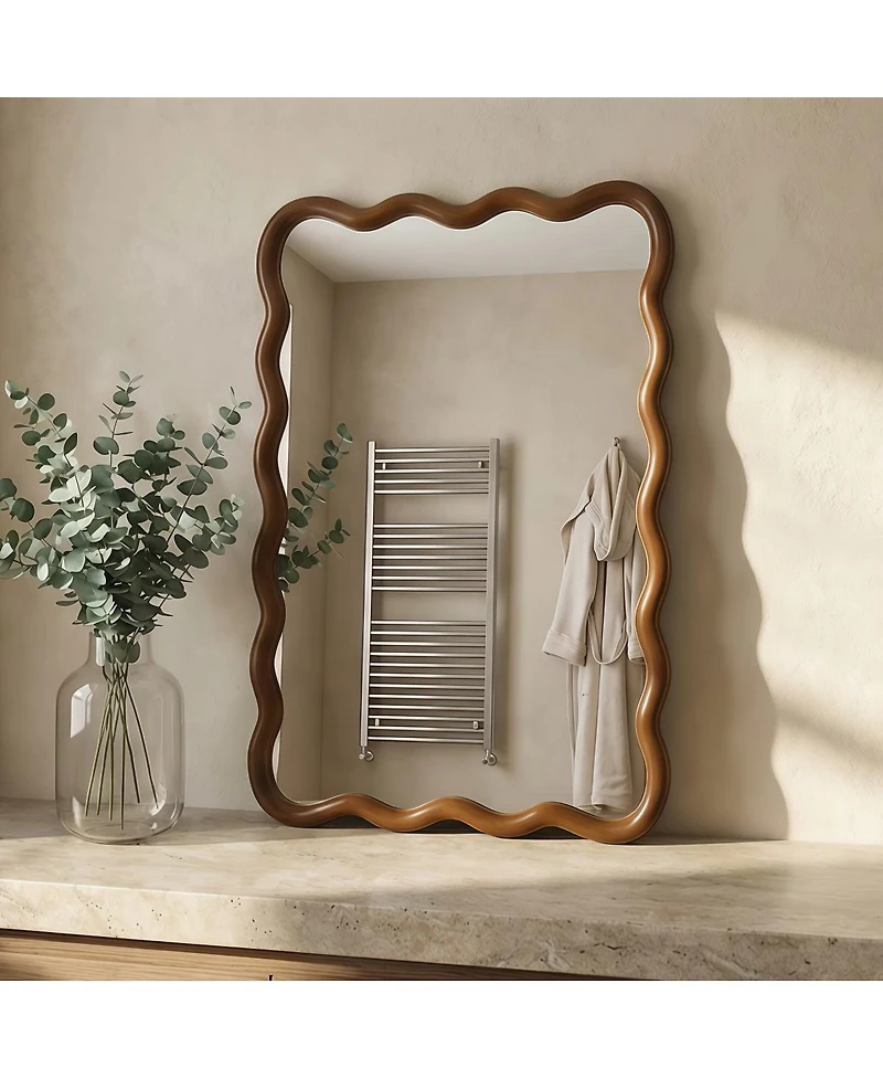 Laoties 24" x 36" Wavy Rectangle Wall Mirror, Modern Decorative Accent Mirror for Living Room, Bathroom and Entryway