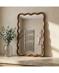 Laoties 24" x 36" Wavy Rectangle Wall Mirror, Modern Decorative Accent Mirror for Living Room, Bathroom and Entryway