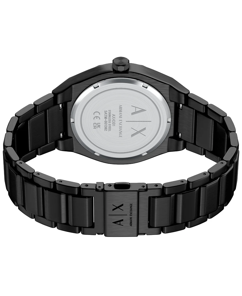 Armani Exchange Men's Sync Quartz Day-Date Black Stainless Steel Watch 42mm