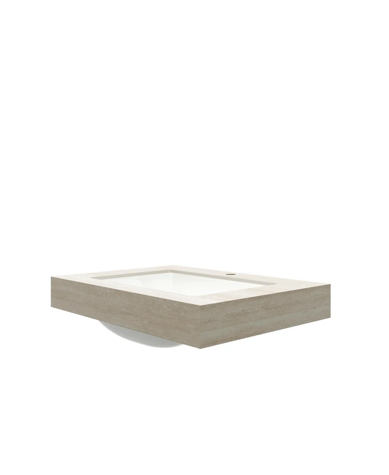 Busdays Inch Roma Travertine Pattern Sintered Stone Countertop with Undermount Ceramic Basin One Pre Drilled Faucet Hole No Cabinet