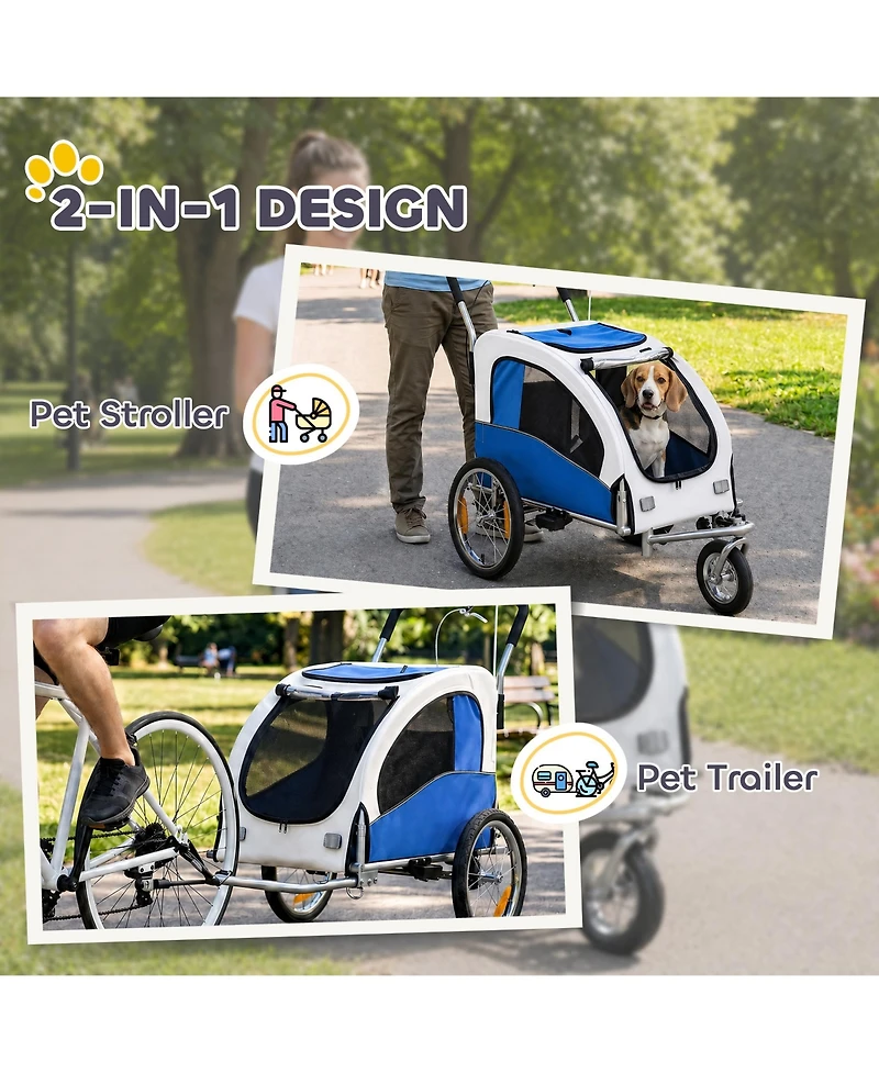 Aosom Pet Stroller with Canopy Storage Pockets Adjustable Handlebar, Green