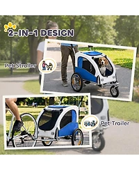 Aosom Pet Stroller with Canopy Storage Pockets Adjustable Handlebar, Green