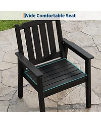 homfan Wide Seat Outdoor Patio Dining Chairs Set, All-Weather Hdpe With Back, Waterproof, Sturdy For Deck, Backyard, Poolside.
