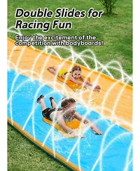 Aofar 40ft Slip Slide Inflatable Bodyboards Sprinkler Heavy Duty Outdoors