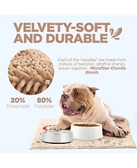 Aronkl Absorbent Chenille Dog Food Mat Non-Slip Washable Quick Dry Pet Mess Mat