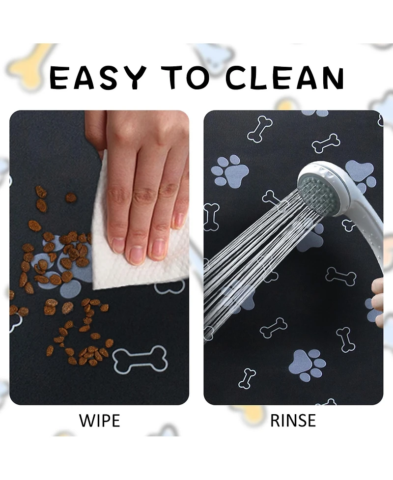 Aronkl Pet Cat Dog Feeding Mat Non-Slip Quick Dry Absorbent Easy Clean Durable