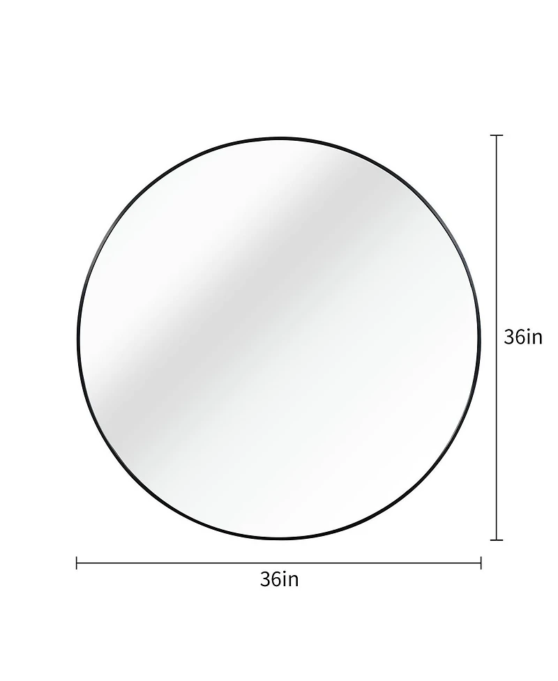 Laoties 36" Large Round Wall Mirror, Modern Decorative Metal Circle Mirror for Living Room, Entryway